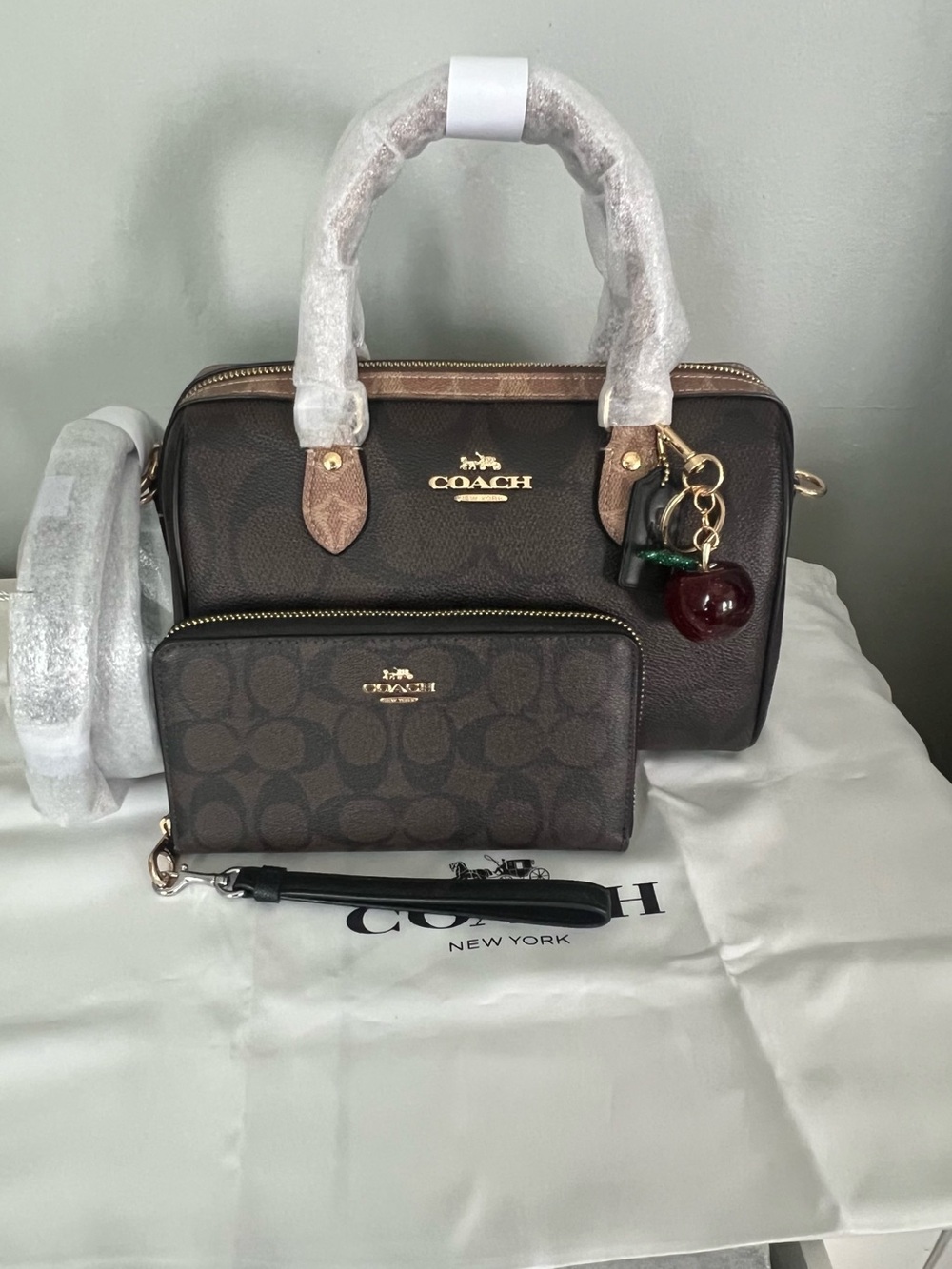 Coach Rowan Satchel Bag In Blocked Signature Canvas And Wallet - Picture 11 of 11